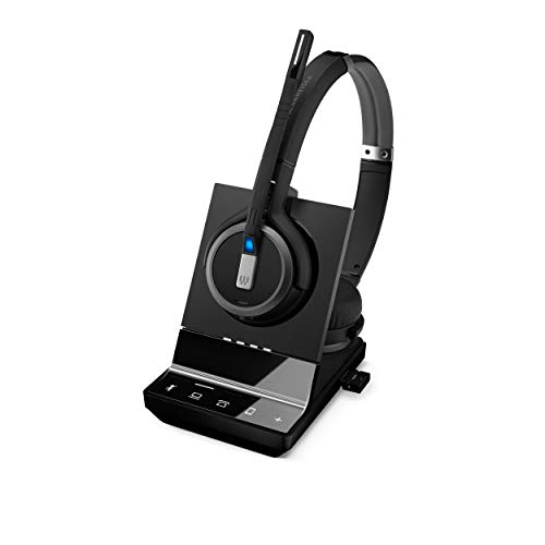 Sennheiser SDW 5066 (507024) - Double-Sided (Binaural) Wireless Dect Headset for Desk Phone Softphone/PC & Mobile Phone Connection Dual Microphone Ultra Noise Cancelling, Black