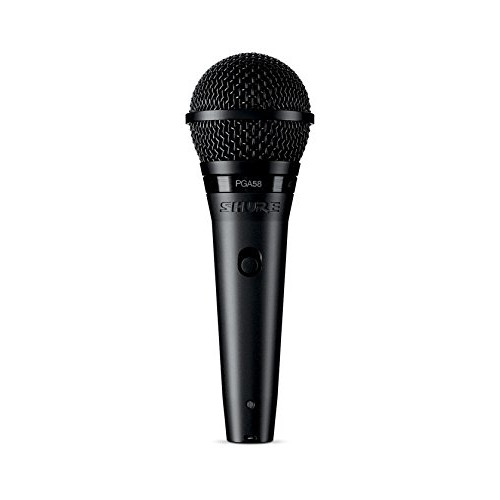 Shure PGA58-QTR Cardioid Dynamic Vocal Microphone with 15 XLR-QTR Cable, Black, 5.00 x 10.00 x 3.50