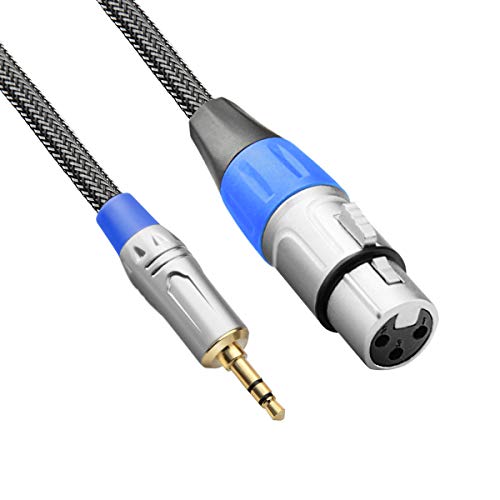TISINO XLR to 3.5mm Microphone Cable, XLR Female to 1/8 inch Mic Cord for Camcorders, DSLR Cameras, Computer Recording Device, and More - 1 feet