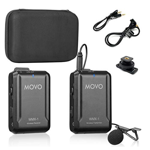 Movo WMX-1 2.4GHz Wireless Lavalier Microphone System Compatible with DSLR Cameras, Camcorders, iPhone, Android Smartphones, and Tablets (200 ft Audio Range)