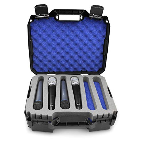CASEMATIX Wireless Microphone System Hard Case Compatible with 12 Sennheiser, Shure Mic, Nady, AKG or VocoPro Microphones and More Handheld Transmitter Mics, Case Only