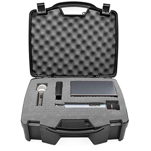 CASEMATIX Wireless Microphone Case - Hard Shell Mic Case with Customizable Foam Compatible with Sennheiser, Shure, Audio Technica, Nady, VocoPro, AKG Systems with Receivers, Transmitters and Mics