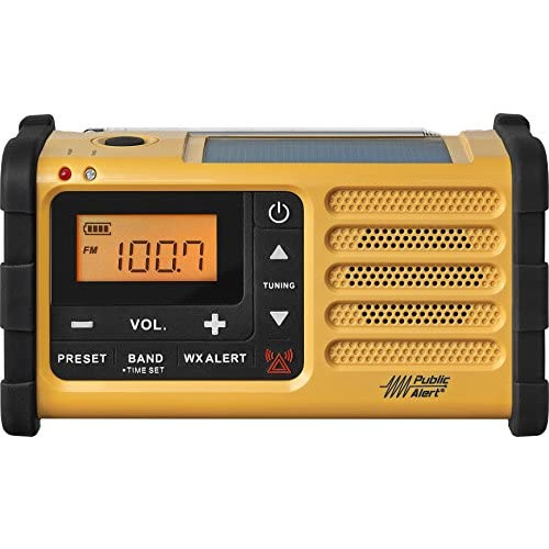Sangean MMR-88 AM/FM/Weather+Alert Emergency Radio. Solar/Hand Crank/USB/Flashlight, Siren, Smartphone Charger yellow