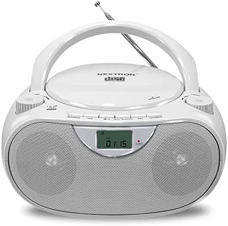 Nextron Portable Bluetooth CD Player Boombox with AM/FM Radio Stereo Sound System, Playback CD/MP3/WMA, USB & AUX Ports, Headphone Jack, LCD Display, AC/DC Operated
