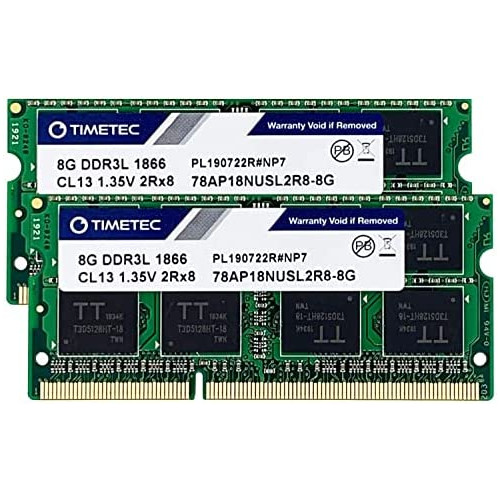 Timetec 8GB DDR3L / DDR31866MHz PC3L-14900 / PC3-14900 Non-ECC Unbuffered 1.35V / 1.5V CL13 2Rx8 Dual Rank 204 Pin SODIMM Laptop Notebook PC Computer Memory RAM Module Upgrade (8GB)