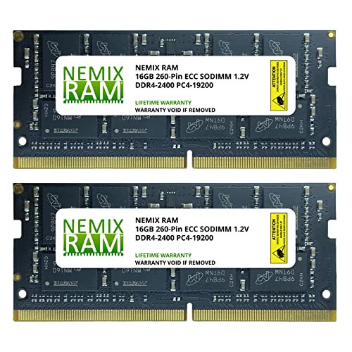 32GB Kit 2x16GB DDR4-2400 PC4-19200 ECC SODIMM 2Rx8 Memory Upgrade by NEMIX RAM