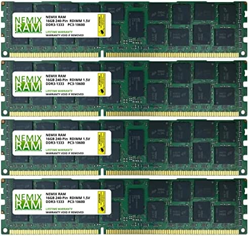 32GB (2x16GB) DDR3-1333MHz PC3-10600 ECC RDIMM 2Rx4 1.5V Registered Server Memory by NEMIX RAM