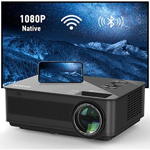 Native 1080P WiFi Projector - Outdoor Movie Projector, FANGOR Bluetooth Projector 4K-Supported Video Projector, Compatible with Phones, Laptops, DVD, HDMI, USB