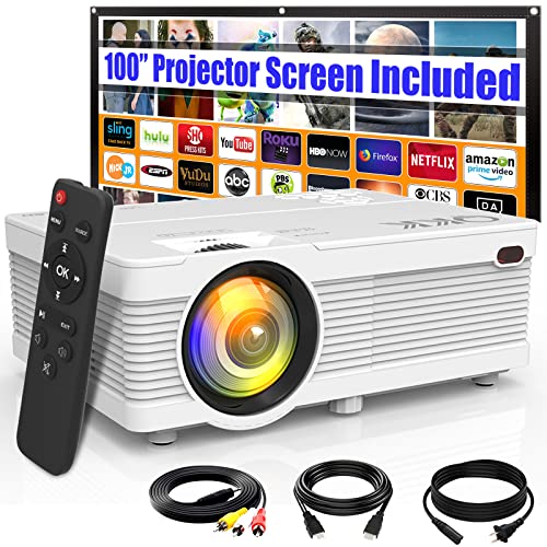 4500Lumens LCD Projector- Full HD 1080P Supported, Portable Mini Projector Compatible with HDMI, USB, AV, TF, VGA, Smartphones, TV Stick, PS4, DVD Player, Home Theater Entertainment