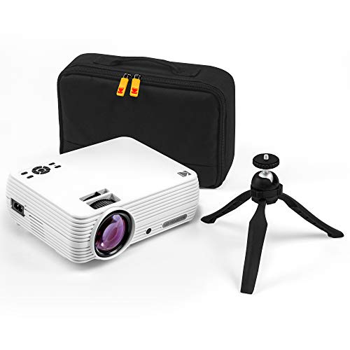 KODAK FLIK X7 Home Projector (Max 1080p HD) with Tripod, & Case Included | Compact, Projects Up to 150u201D with 720p Native Resolution & 30,000 Hour, Lumen LED Lamp| AV, VGA, HDMI & USB Compatible