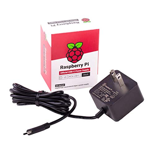 Raspberry Pi 4 Model B Official PSU, USB-C, 5.1V, 3A, US Plug, Black SC0218 Pi Accessory (KSA-000013E-051300HU)