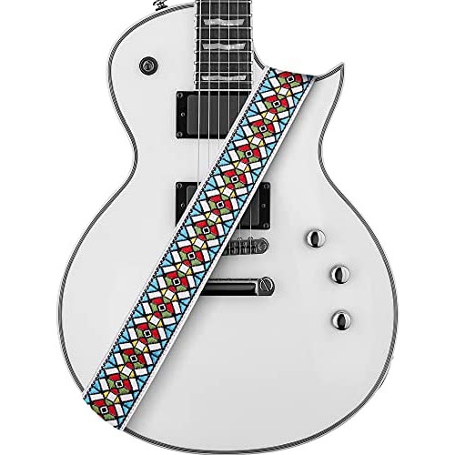 Amumu Chevron Guitar Strap 스트랩 블럭&헤드 스톡 스트랩 타이 부착 어쿠스틱,일렉트릭,베이스 기타용의 기타 스트랩 - 34인치부터 59.5인치까지의 폭넓은 조절 가능한 길이2인치