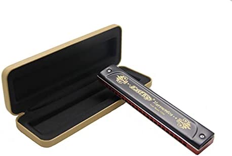 East top 22 Holes Tremolo Harmonica Key of C, Tremolo Mouth Organ Harmonica with Case for Adults, Professional Players and Students (T22K-C)