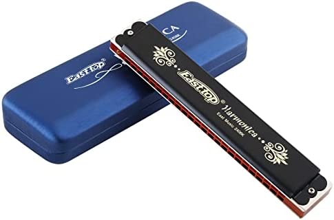 East top 24 Holes Tremolo Harmonica Key of C, Tremolo Mouth Organ Harmonica for Adults, Professionals and Students (T2406K-C)