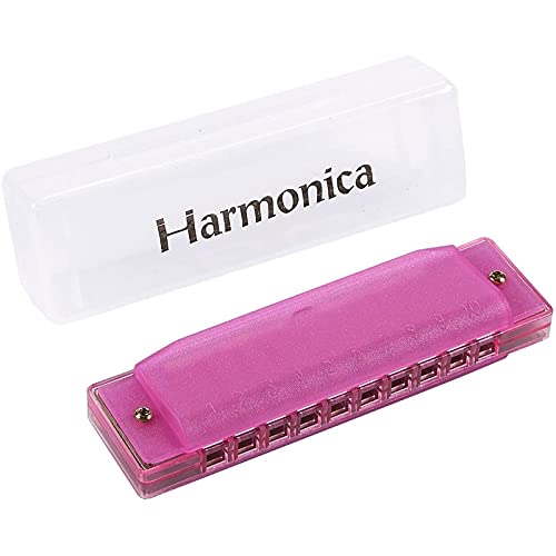 Diatonic Harmonica for Kids, Beginner Mouth Organ Instrument (10 Holes, Pink)