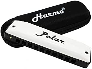 Harmo Polar Harmonica – Key of C – 10 Holes – Professional Blues Mouth Organ Harmonica for Beginners, Adults – Mouth Musical Instrument - Designed in the USA