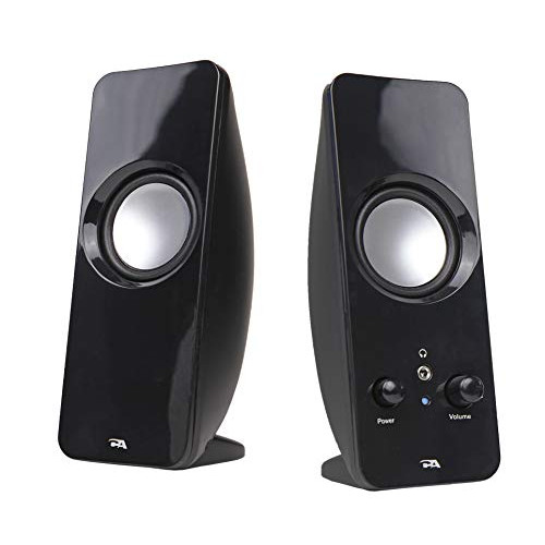 Cyber Acoustics CA-2050 2.0 Speaker System, 3.5mm Stereo Multimedia Desktop Computer Speaker, Separate headphone output, volume control, power on and off (CA-2050)