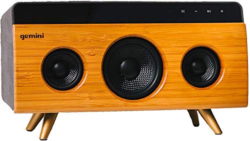 Gemini BRS-330 Portable Bamboo Bluetooth Speaker 30W Stereo Sound with Built-in Mic & Long Lasting Battery, USB/SD Playback, 3.5MM Auxiliary Input, Wireless Speaker for Outdoors Travel and Home
