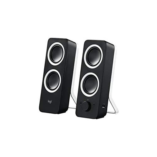 Logitech Z200 PC Speakers, Stereo Sound, 10 Watts Peak Power, 2 x 3.5mm Inputs, Headphone Jack, Adjustable Bass, Volume Controls, PC/TV/Smartphone/Tablet - Black