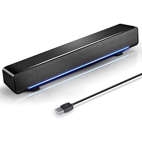 Marboo Soundbar, USB Powered Sound Bar Speakers for Computer Desktop Laptop PC, Black (USB) u2026 (Black USB)