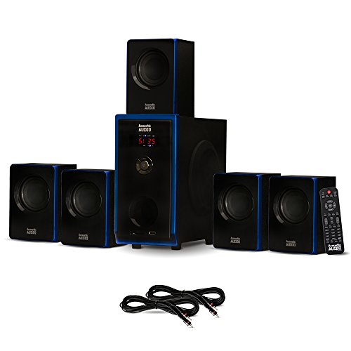Acoustic Audio AA5102 Bluetooth 5.1 Speaker System with 2 Extension Cables Home Theater