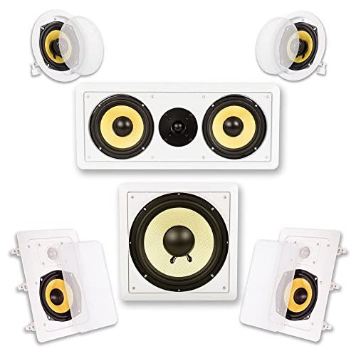 Acoustic Audio HD515 In-Wall/Ceiling Home Theater Surround 5.1 Speaker System