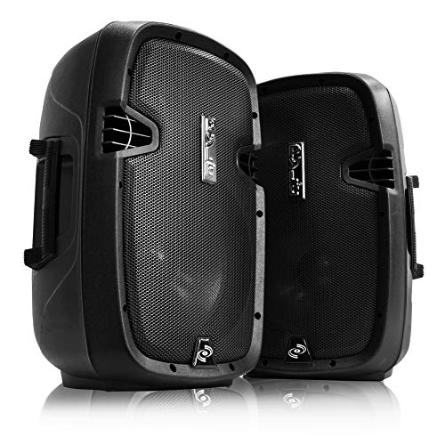 Wireless Portable PA Speaker System - 1000W High Powered Bluetooth Compatible Active + Passive Pair Outdoor Sound Speakers W/USB SD MP3 AUX - 35mm Mount, 2 Stand, Microphone, Remote - Pyle
