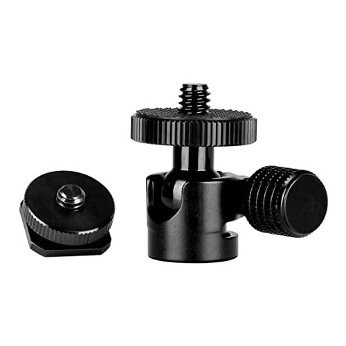 Koolehaoda Mini BallHead with 1/4 Hot Shoe Mount Adapter for Cameras Camcorders Smartphone Microphone Monitor Tripods Monopods