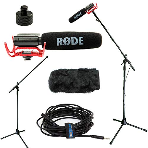 RODE VideoMic Studio Boom Kit Bundle with windmuff, Boom Stand, Adapter, 25 Cable