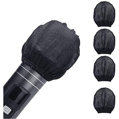 120pcs (60 pairs) Mic Covers Disposable Non-Woven, Individually Wrapped Mic Cover For Sanitary Mic Covers Disposable For Mic Microphone Windscreen & Pop Filters Black