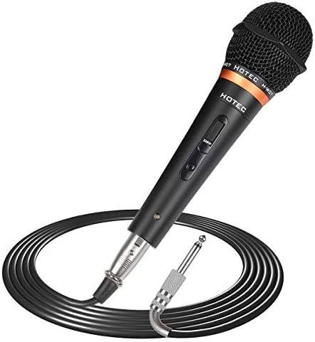 HOTEC Premium Vocal Dynamic Handheld Microphone with 19ft Detachable XLR Cable and ON/Off Switch (Metal Black) (H-W07)