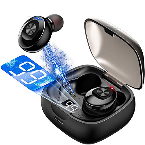 Wireless Earbuds Bluetooth 5.0 Mini Headphones, Hi-Fi Stereo in-Ear Earphones with 300Mah Charging Case, Touch Control, IPX5 Waterproof Headset with LED Display Built-in Mic for Sports, Workout, Gym