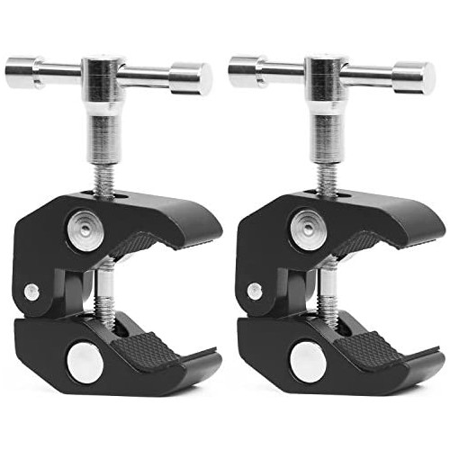 Anwenk 2Pack Super Clamp w/ 1/4-20 and 3/8-16 Thread Camera Clamp Mount Crab Clamp for Cameras, Lights, Umbrellas, Hooks, Shelves, Plate Glass, Cross Bars,Photo Accessories and More