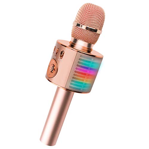 Cocopa Karaoke Microphone for Kids Adults Wireless Bluetooth Microphones with LED Light Portable Karaoke Machine for Singing Toys Gifts for 6 7 Year Old Girls Ages 5-12 Boy Gift for 5 Years Old