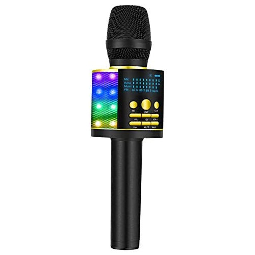 BONAOK Upgraded Bluetooth Wireless Karaoke Microphone with LED Screen, Portable Mic Sing Machine with Colorful Lights and Magic Sound,for Car All Smartphones D09(Green)