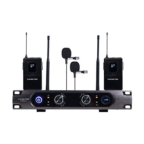 Sound Town Metal 40-Channel Rack Mountable UHF Wireless Microphone System with 1 Metal Handheld Mic, 1 Lavalier Mic for Church, Business Meeting, Outdoor Wedding and Karaoke (SWM22-U2HL)