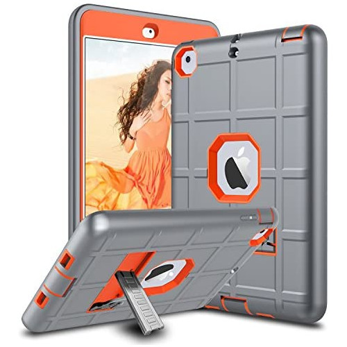 iPad Mini Case, iPad Mini 2 Case, iPad Mini 3 Case, iPad Mini Retina Case, Elegant Choise Heavy Duty Three Layer Armor Defender Protective Case Cover with Kickstand for iPad Mini 1/2/3 (Orange)