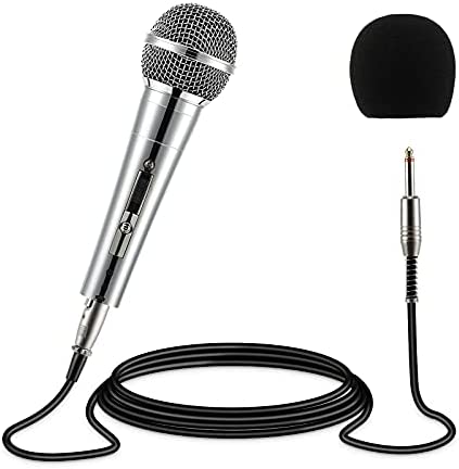 Moukey Dynamic Microphone, Karaoke Microphone with 16.4 ft XLR Cable & Foam Cover, Metal Handheld Mic, Compatible with Karaoke Machine/Speaker/Amp/Mixer for Singing/Speech/Wedding/Christmas Party