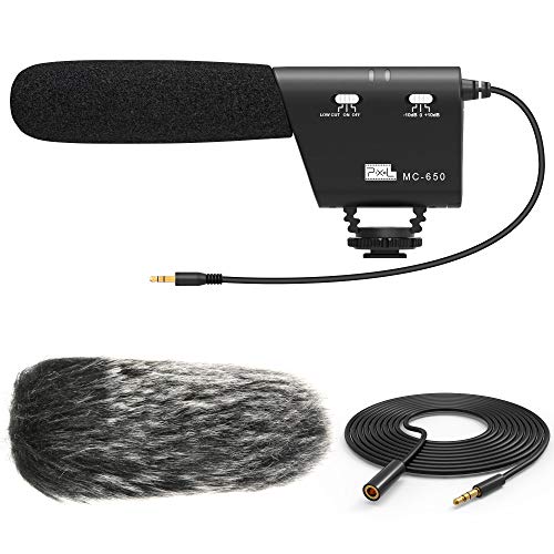 PIXEL MC650 Camera Microphone Kit, Directional Shotgun Video Mic for DSLR Camera Camcorder with Deadcat Windscreen, Foam Windshield, 9.8 Extension Cable