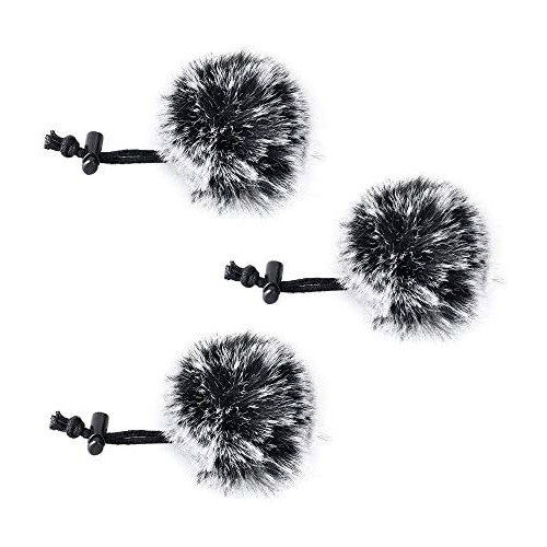 Comica CVM-MF1(B) Outdoor Furry Microphone Wind Muff for lavalier Lapel Microphone Comica Audio-Technica etc.(3 Pack) (Black)