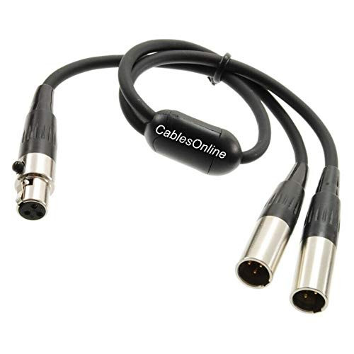 CablesOnline 1ft Mini XLR 3-Pin Female to 2 Mini XLR 3-Pin Male Microphone Y-Splitter Cable, XM-Y201