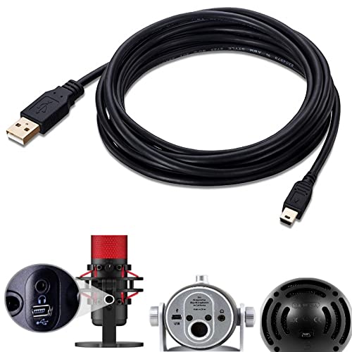 10-Ft Long PC Mac Computer USB Cable Cord Wire for HyperX Quadcast, Blue Yeti USB Mic Blackout & Snowball iCE (Not for Blue Yeti Nano, Blue Yeti X, Old Snowball, Raspberry or QuadCast S, See Picture)