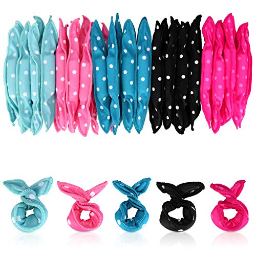 Locisne 20pcs No Heat Curlers You Can Sleep in, Hair Rollers for Long Hair DIY(Pink)