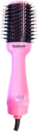 Trademark Beauty Babe Waves Easy Blo Single Step Hair Dryer and Volumizer, Hot Air Blow Dryer Brush for Wet and Dry Hair, Smooth Hair and Create Volume, Use on All Hair Types, Pink