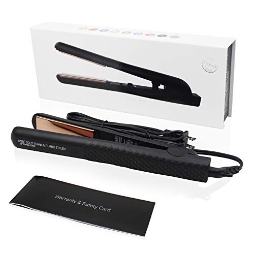 HerStyler Titanium Hair Straightener - 1.25 Inch Flat Iron with Rose Gold Titanium Plates - Enticing Dual Voltage Flat Iron for Silky Hair
