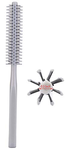 Small Mini Plastic Round Hair Styling Brush with Nylon Bristle for Short Hair Blow Drying, 1 Inch Diameter Barrel (1 Brush)