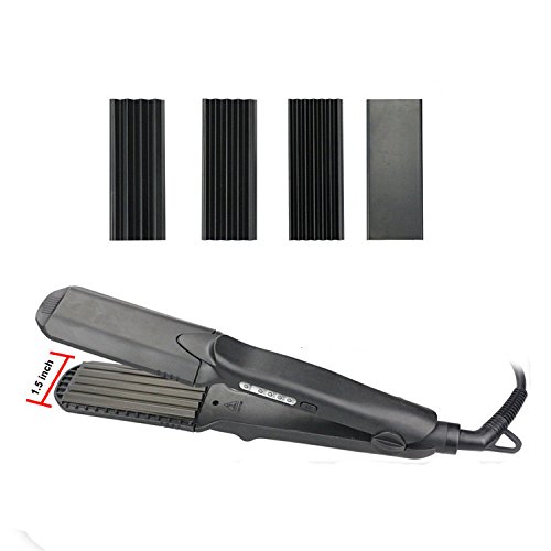 JINDIN 4 in 1 Hair Straightener and Curler Hair Crimper Ceramic Corrugated Iron Mini Loose Wave Curl Professional Flat Iron Interchangeable Plates Curling Iron Styling Tools