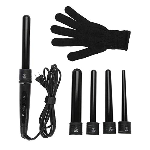 Hair curler, 5 in 1 professional hair styling tools, curling wand ceramic curling iron with interchangeable, anti-scald glove, hair straightener with ceramic rods