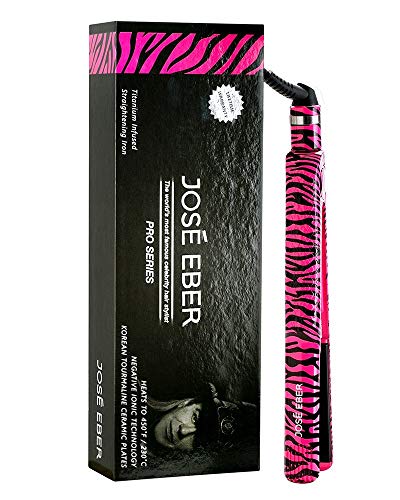 Jose Eber 1 Inch Hot Pink Zebra Print Flat Iron Hair Straightener Dual Voltage
