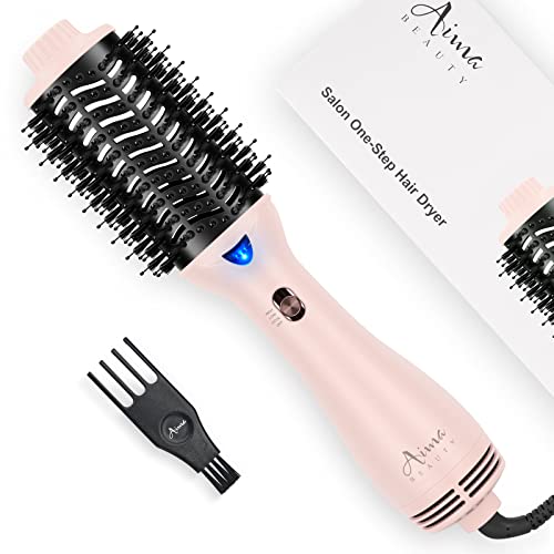 Hot Air Brush, Aima Beauty Professional One Step Hair Dryer & Volumizer 4 in 1 Upgrade Anti-Scald Negative Ionic Technology for All Hair Types, Light Green